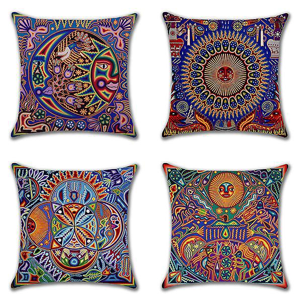 Set med 12 Kuddfodral 45 x 45 cm Dekorativa Etniska Mönster Mjuka Kuddfodral för Hem Vardagsrum Sovrum Soffa (12 Olika Stilar)