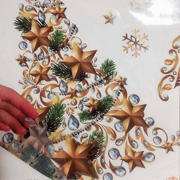 God Jul Vinduspynt Statisk Glassklistremerke Juleveggklistremerker Dekor Gyldne Snøfnugg Juletre Reinsdyr for Nyttårsfest Festival