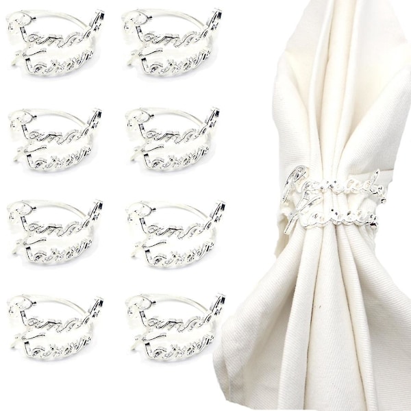 Silver Spiral Servettringar - Set om 10 | Eleganta Metalllegering Servetthållare för Bröllop och Middagar