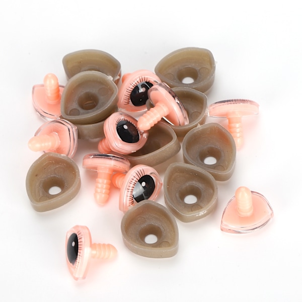 10 set dockögon i plast, triangulära 3-dimensionella ögonfransar, tecknade ögonboll leksakstillbehör 20x24mm