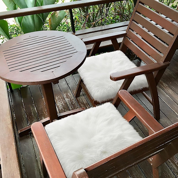 Super Mjuk Vit Konstpäls Fårskinn Stolsöverdrag Sittdyna (60cm*60cm)