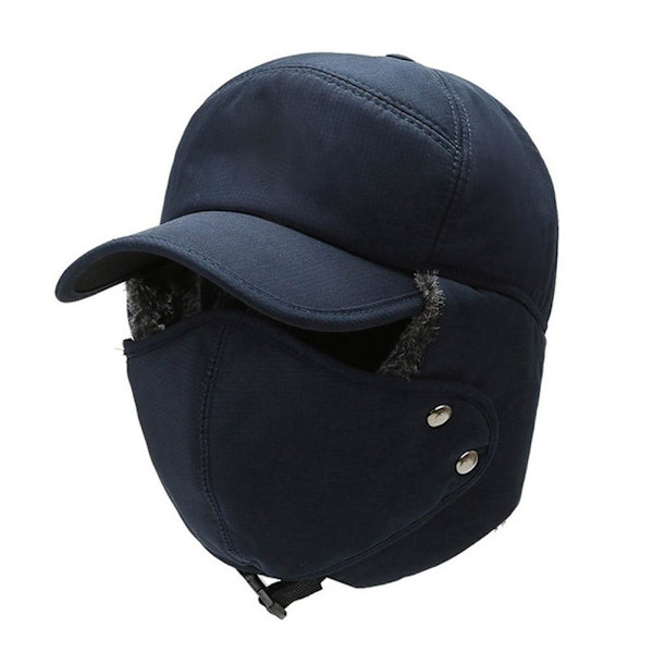 Vintermössa Beanie med ansiktsmask Tjock vindtät fleece varm mössa Öronlapp Termiskt huvudbonad Öronvärmare för män Utomhuscykling Skidåkning