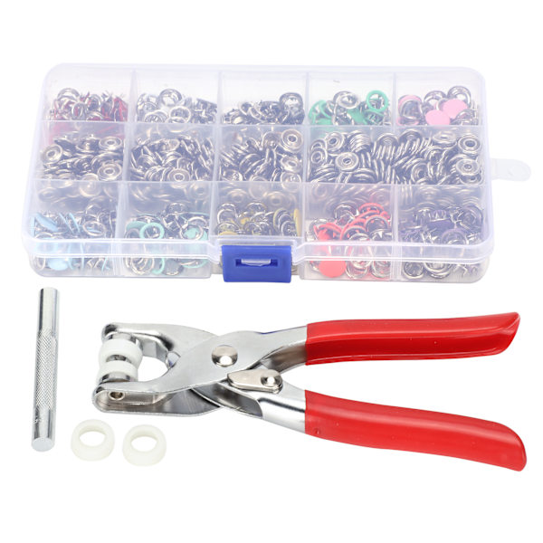 804Pcs Snap Fasteners Kit Sewing Button Punching Machine Hand Pressing Pliers Tools 9.5mm