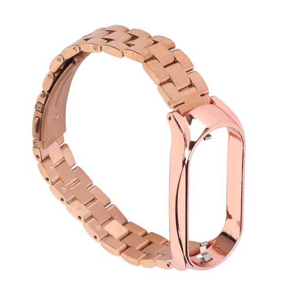 Smartklokke-armbånd i rustfritt stål, solid justerbart beskyttende erstatningsarmbånd for Mi 7 NFC Rosegull