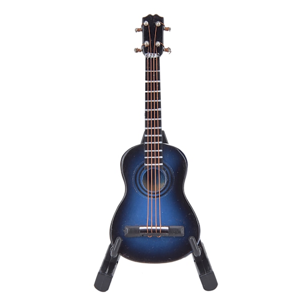 Miniatyr Klassisk Gitarr Modell Mini Trägitarr Skrivbordsdekoration Ornament Blå