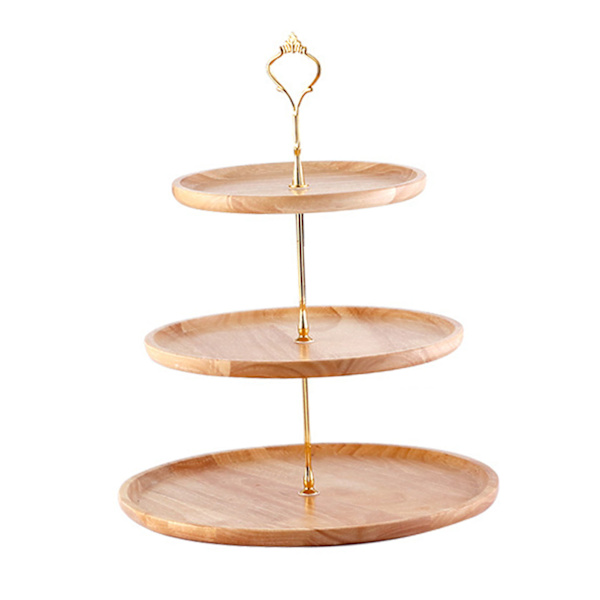 Frugtfad i træ, naturligt tekstureret, enkelt, elegant, stærkt, holdbart, fødevarebakke, kagefrugt serveringsbakke 20+25+30cm tre lag