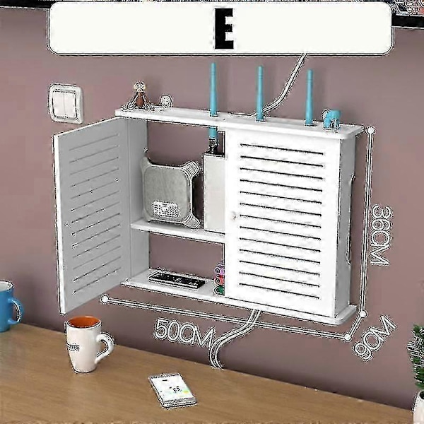 Ny Trådløs Wifi Router Hylde Opbevaringskasser Kabel Strøm Plus Ledningsbeslag E
