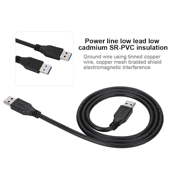 Højhastigheds USB3.0 A-han til A-han forlængerkabel panelmontering 5 Gbps (1 m)