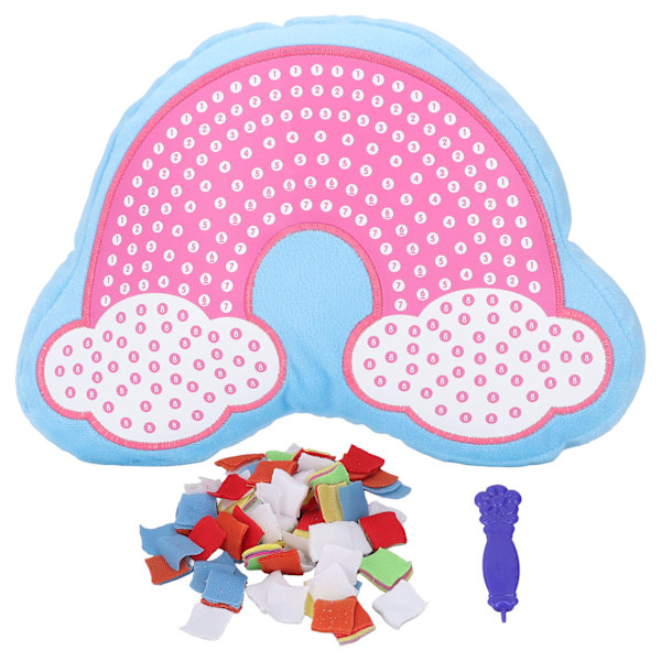 DIY Plush Craft Pillow Puzzle Cute Plush Doll DIY Decompression Pillow for Kids Over 6 Years Old Rainbow Cloud Pillow 34588