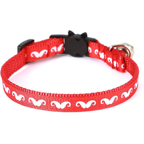 Självlysande katthalsband katt- och hundklockhalsband kattklo mustasch rosa, S 1.0 28cm