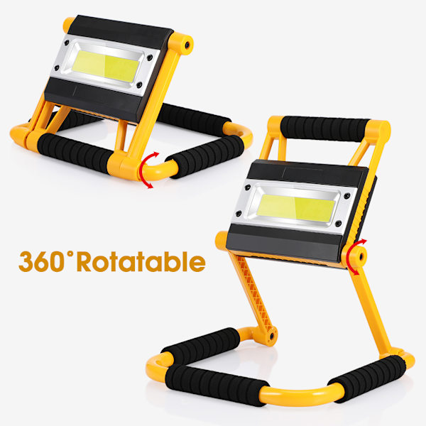 20W uppladdningsbar LED-stativlampa, hopfällbar bärbar lampa, inbyggt batteri 4400 mAh, gult stativ