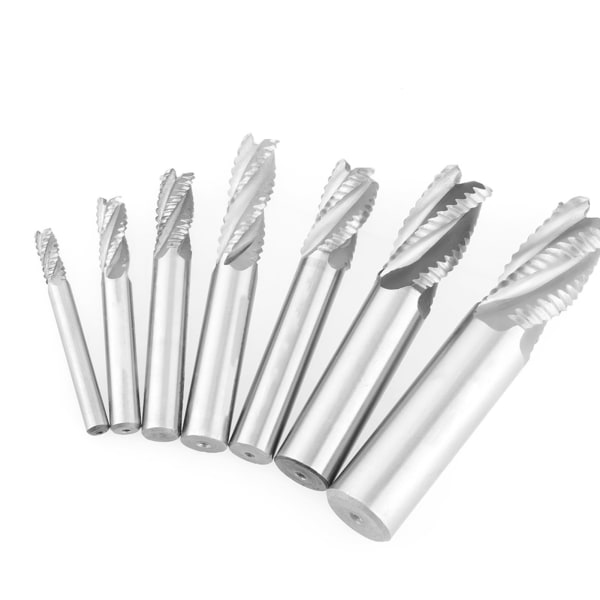 7 stk./sæt 4 Flutes 6-20mm HSS End Mill Router Bit Roughing Chipbreaker Fræser