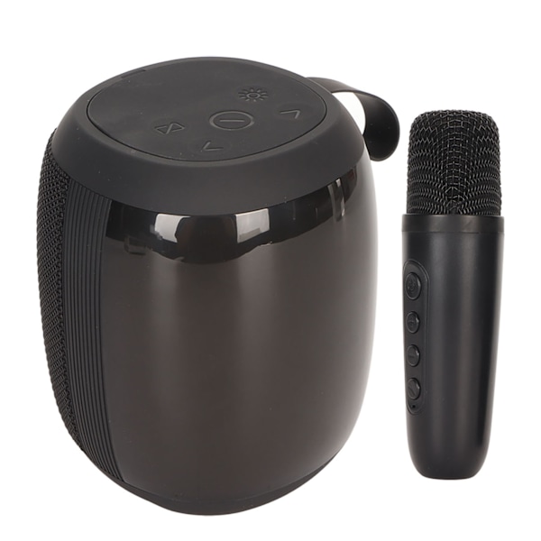 Mikrofon Bluetooth-högtalare RGB-ljus Mini Karaoke-maskin med en mikrofon för hushållspart i svart