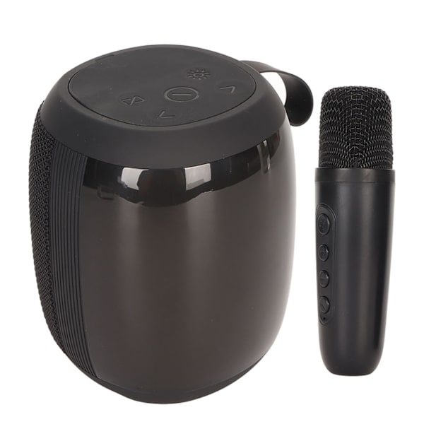 Mikrofon Bluetooth Højttaler RGB Lys Mini Karaoke Maskine med Enkelt Mikrofon til Husholdningsfest Sort