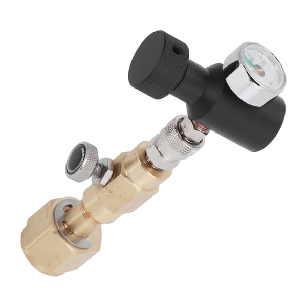 CO2 Cylinder Genopfyldningsadapter Messingforbindelse CGA320 med Udluftningsventil ASA 1500PSI Trykmåler