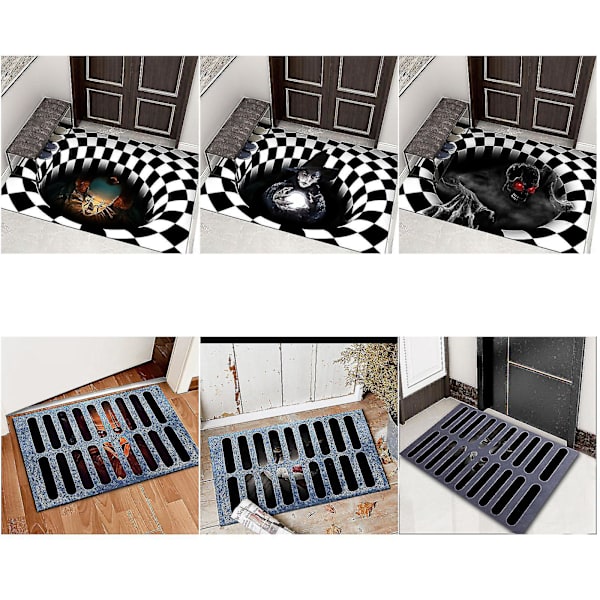 3D Illusion Clown Halloween Dörrmatta - Inomhus & Utomhus Välkomstmatta - Halksäker Halloween Matta - 40*60cm