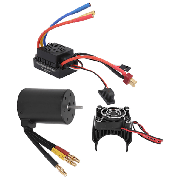 Vanntett 3650 3600KV børsteløs motor 60A børsteløs ESC kjøleribbesett for 1/8 1/10 RC bil