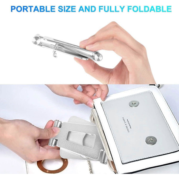 Sølvfarget Bærbar Mobiltelefonholder, Multi-Vinkel Justerbar Aluminium, Bærbar Skrivebords Smartphoneholder, Universell Justerbar Aluminium Skrivebords Mobiltelefonholder