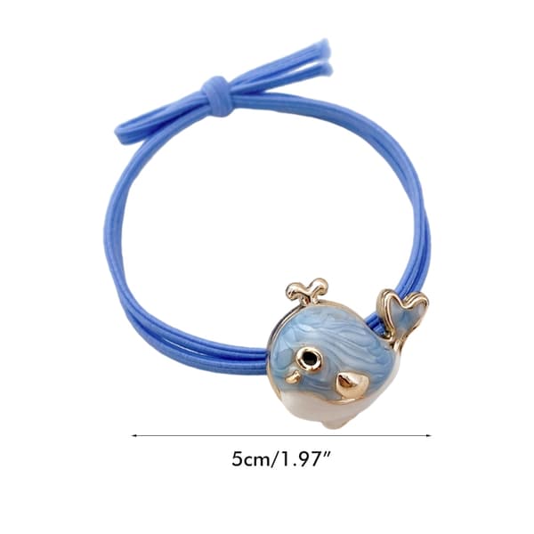 4 STK Søte Dyre-Scrunchies Liten Hval Hårstrikk Hårring Elastisk Hårtau for Jenter
