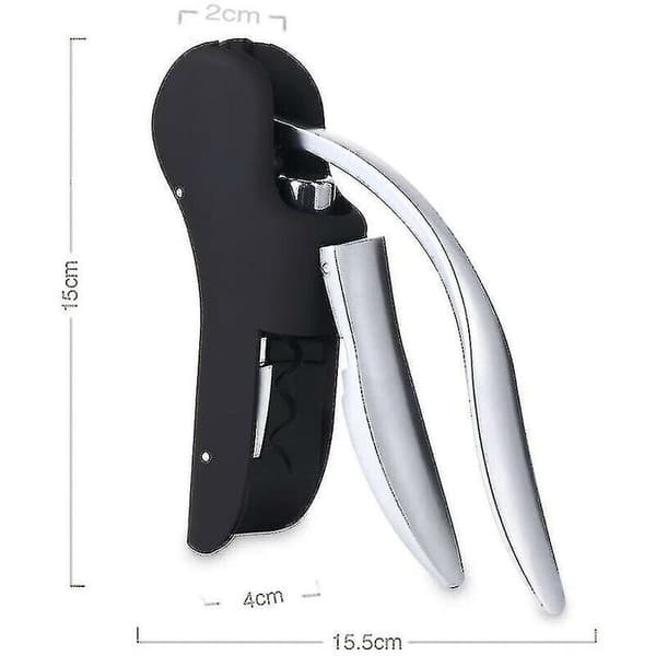 Bottle Opener - Black Vertical Corkscrew with Foil Cutter Aluminium