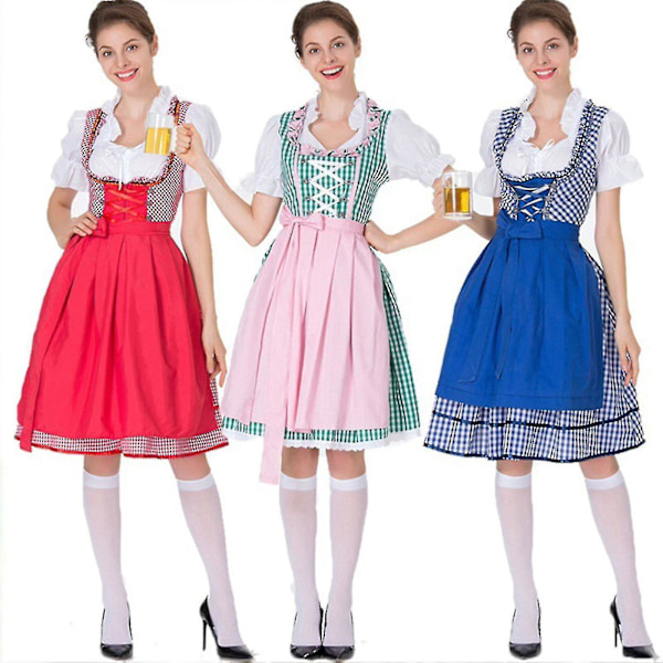 Kuuma naisten Oktoberfest-asu - saksalainen Dirndl-mekko baijerilaisiin karnevaaleihin - Hinnanlasku! L Vihreä