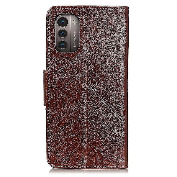 Nappa-pintainen TPU+halkonahkainen lompakkokotelo Nokia G11/G21 - Magneettilukko, jalustatoiminto, punainen