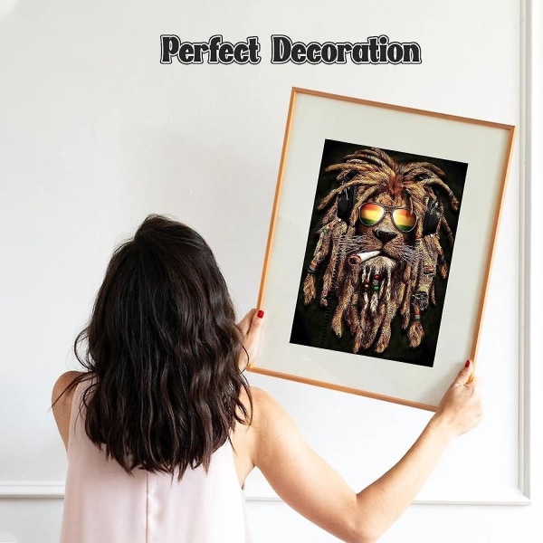 Lion 5D Diamond Painting Kit - DIY Animal Diamond Painting for Kids - Hjem Veggdekor - 30x40cm