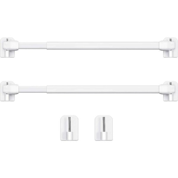 Justerbar Plast Gardinstång Fönster Stretch Gardinstång Skåpstänger Spännstång Självhäftande Gardinstångskrokar, 40-60cm (Vit, 2)