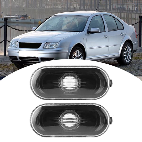 2 stk. Sideblinklys til bil med sort lampeafdækning, passer til Bora/Golf 4/MK4