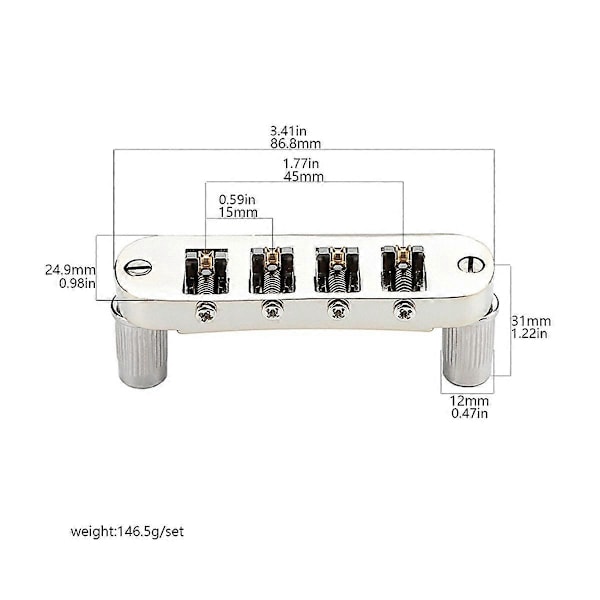 Tune-O- Roller Stall Gitarrbrygga för LP SG 4-strängade gitarrer