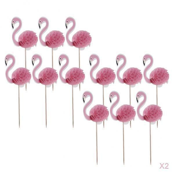 24 kpl Flamigo Cupcake -kakun koristeita Luau Hawaii -syntymäpäivään