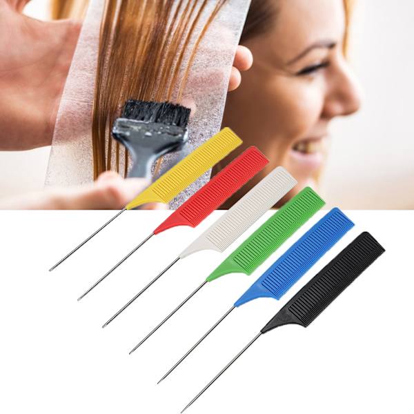 6 kpl Professional Rat Tail Combs Fine Tooth Teasing Comb -hiusten muotoilutyökalu parturiin