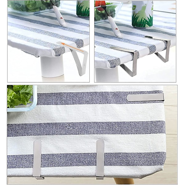 4 stk. dugklemmer til tykke borde, store dugklemmer i rustfrit stål 7,5x4,5 cm