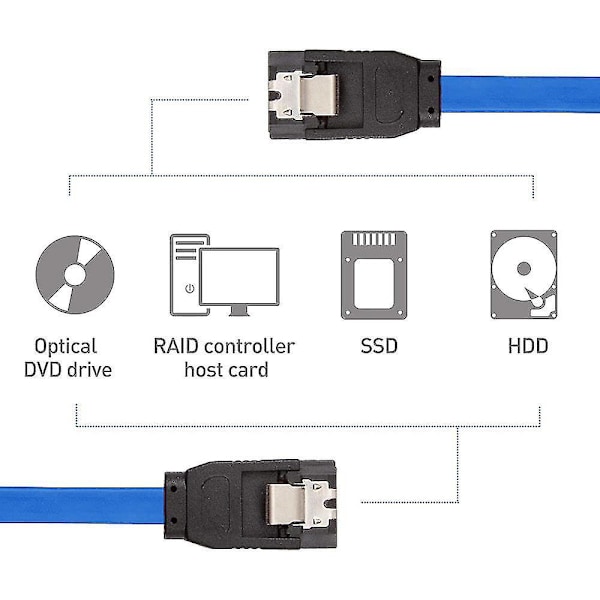 Iii-kaapeli, 1 kpl 6 Gbps suora HDD SDD -datakaapeli lukituksella, 40 cm, SATA HDD SSD CD -asemalle CD-kirjoittimelle