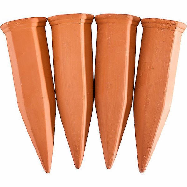 Vanningskjegle i leire, sett med 4 vanningsutstyr for vanning av potteplanter, 4,8*17,4 cm