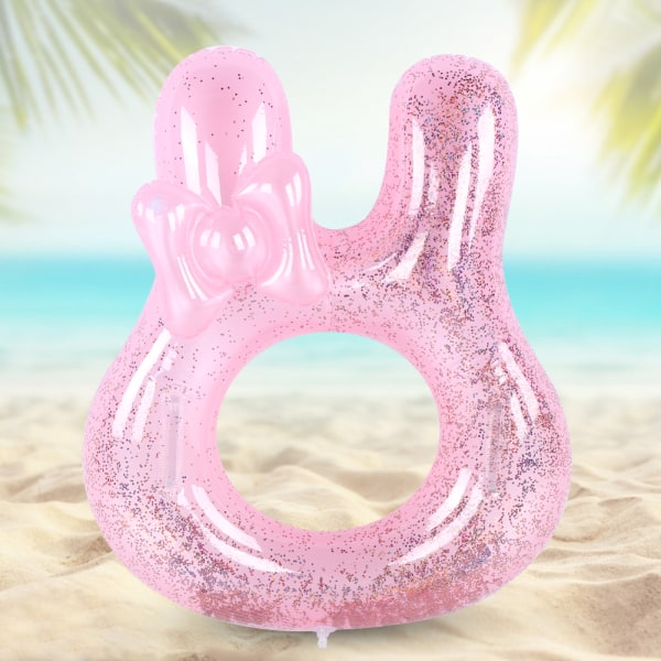 Paillet Pink Kanin Svømmerør Ring Flydende cirkler Sød form til pige Baby børn 70 cm