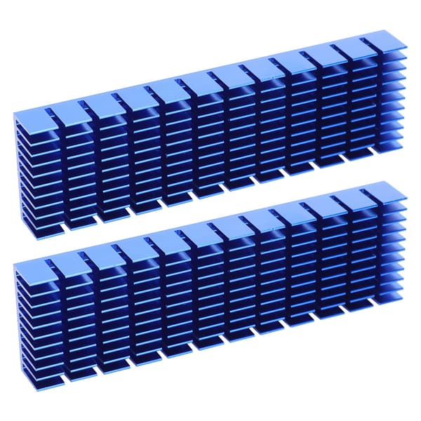 2 stk. køleplade i aluminium, køleradiator CPU-køler industrielle komponenter kongeblå P35x14x120