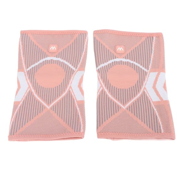 2 st sportknäskydd, andningsbara knäskydd i nylon, stickade, 4-sidig elastisk repknäskydd för löpning, klättring, rosa L