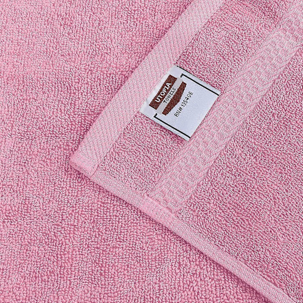 Rosa Håndklesett, 2 Badehåndklær, 2 Håndklær og 4 Vaskekluter, 600 GSM Ringspunnet Bomull Svært Absorberende Håndklær for Baderom, Dusjhåndkle, (Pakke med