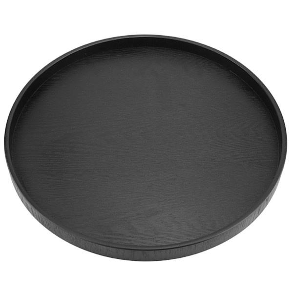 Rund form fast træ te kaffe snack mad serveringsbakke plade restaurant bakker sort