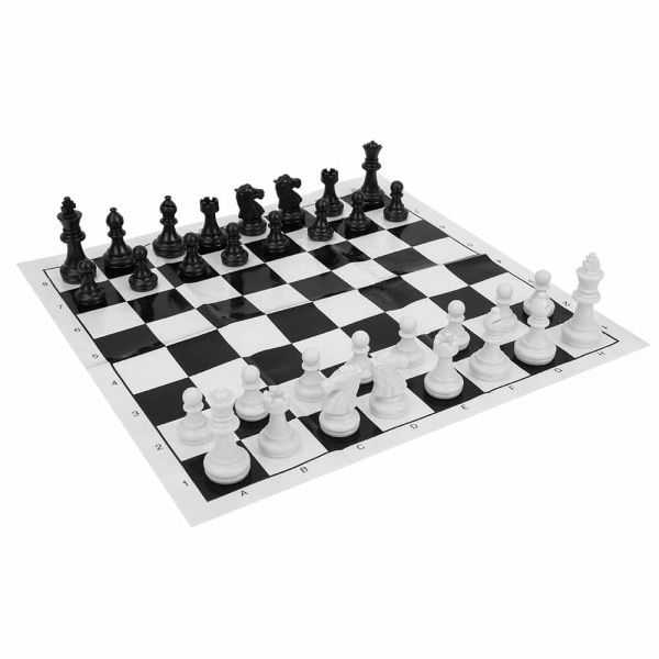 Bærbart internationalt skakbrætsæt af plastik skakbræt til festaktiviteter (hvid)