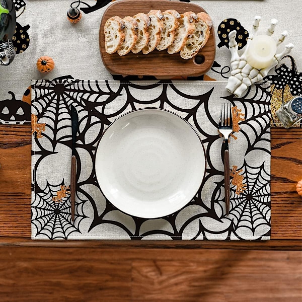 Halloween Spindelvävsunderlägg Set om 4 - Matbordsdekoration