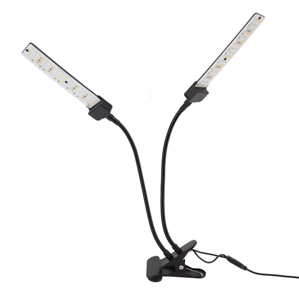 Dubbelhuvud växt växer lampor fullspektrum klämma på lampor solskydd inomhus grönsaksodling lampa med timer 100‑240V EU-kontakt