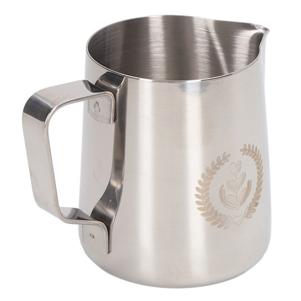 Melkeskummerkopp 600 ml 304 rustfritt stål tykknet melkeskummerkanne Kaffemelkekanne for kafé Hjem Naturlig farge