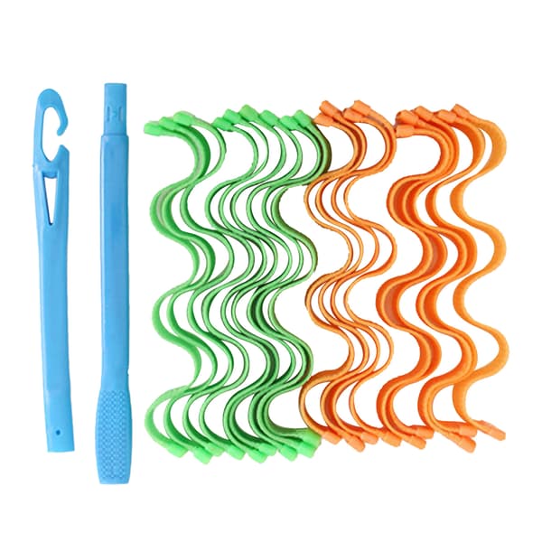 Spiral Curls Styling Kit DIY Plast Hår Spiral Curl Styling Roller för Kvinnor Flickor Extra Långt Hår 25cm/9.8in (18st)