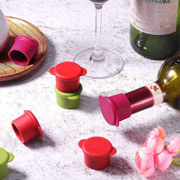 24 stycken Silikon Vinkorkar, Ölflasklock, Sorterade Återanvändbara Korkar För Vin Öl (3 Färger)