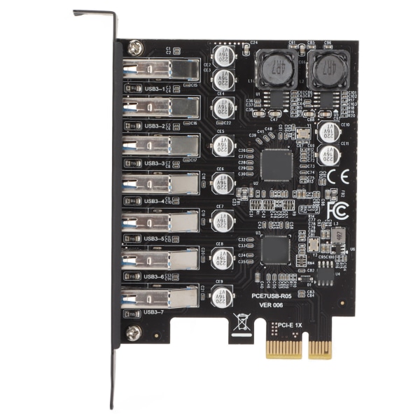 7-porter PCIE-utvidelseskort 7-porter USB 3.2 GEN1 5Gbps Høyhastighets overføring Stabil strøm USB 3.2 GEN1 frontutvidelseskort