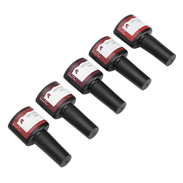Red Series Nail Art UV-geelilakka Shiny Soak Off Gel Polish Set manikyyrityökalu 5kpl x 8ml