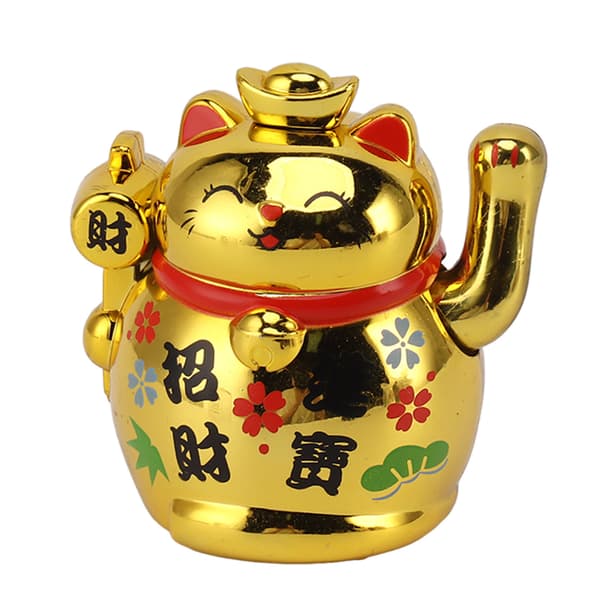 Lucky Cat Ornament Husholdning 2 Tommer Solpanel Sensing Lucky Fortune Kattefigur til Bordhylde Guld