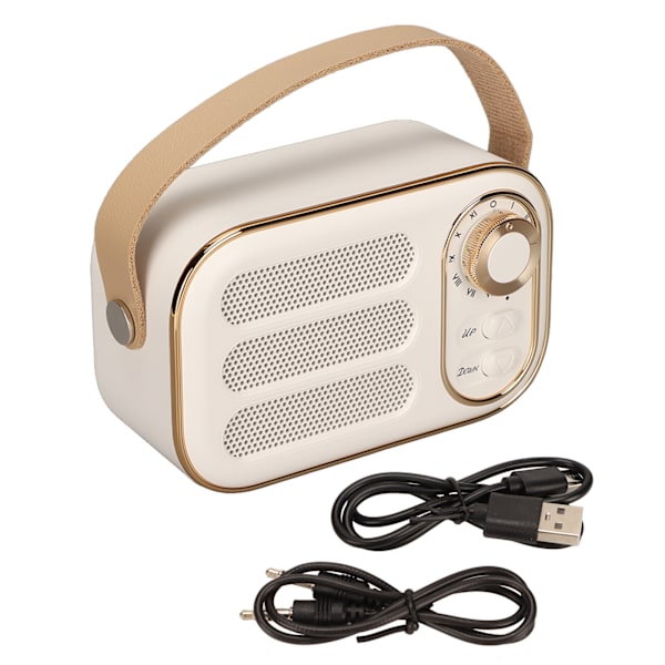 Bluetooth Högtalare Stereo HiFi Ljud USB Laddning Retro Bärbar Trådlös Högtalare för Home Travel Vit